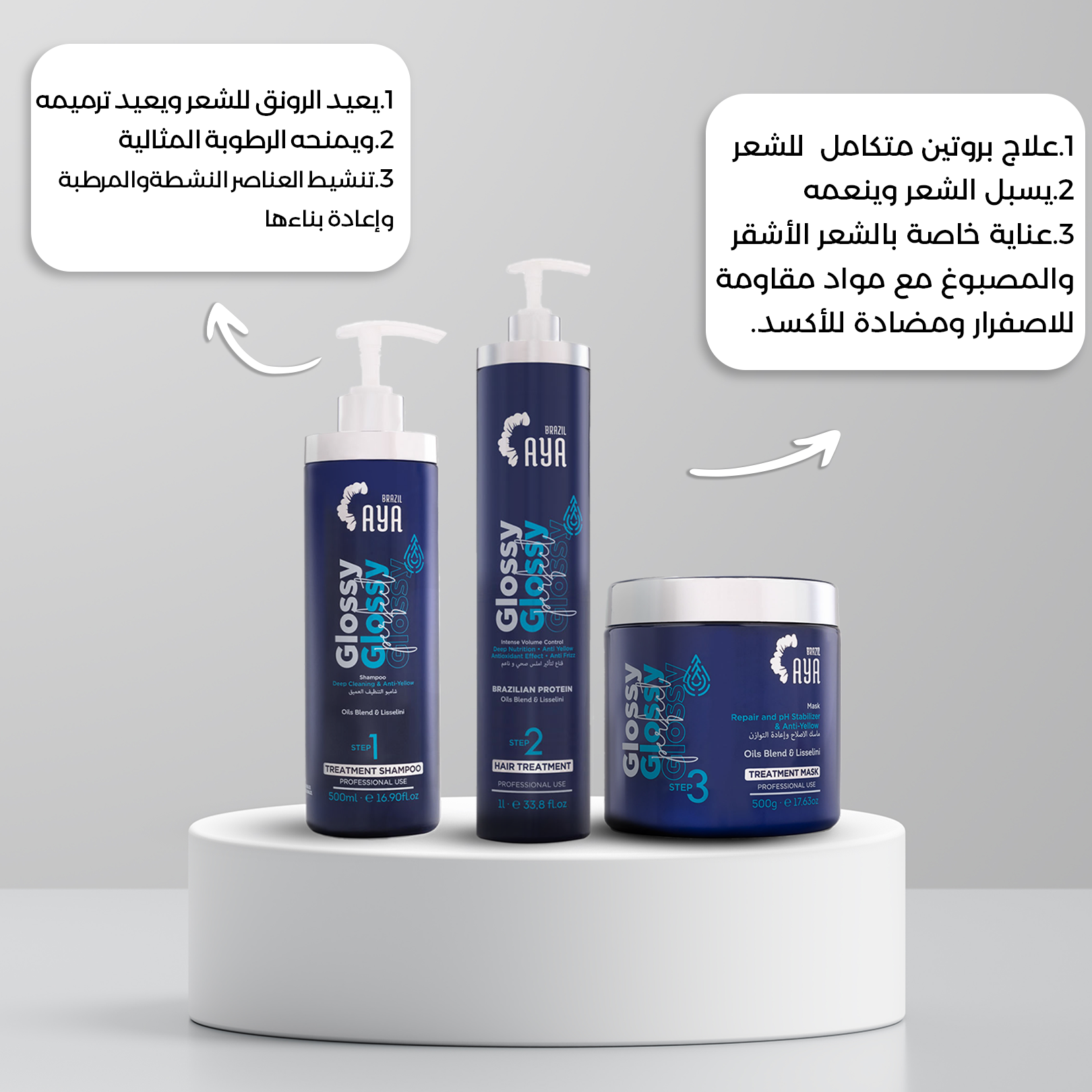 Aya Brazil Kit Glossy Perfect Violet 3 Steps – For Blonde/Dyed Hair