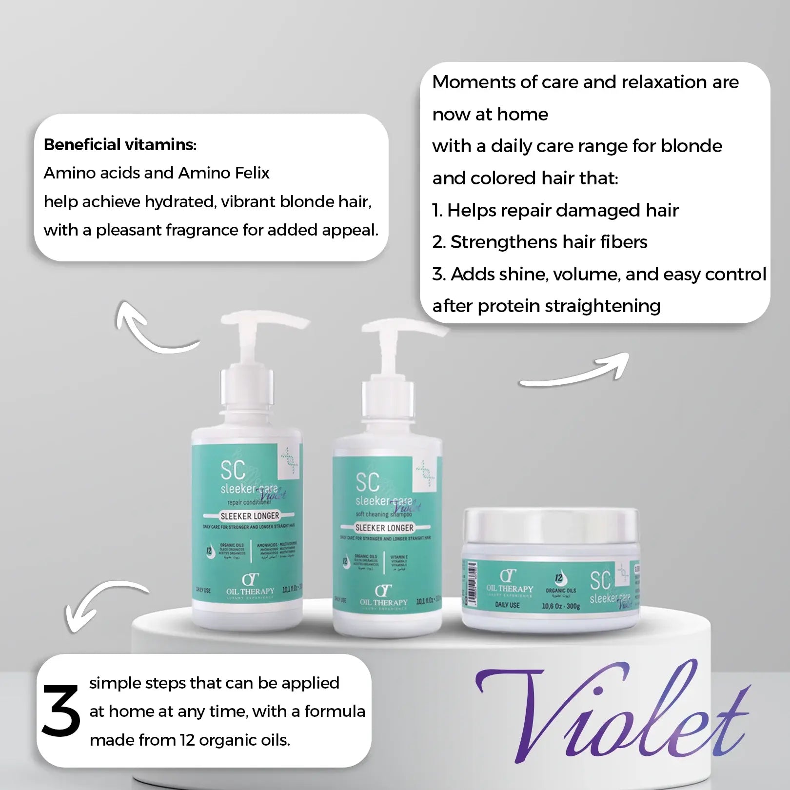 Sleeker Care للاستخدام اليومي باللون البنفسجي - للشعر الأشقر/المصبوغ