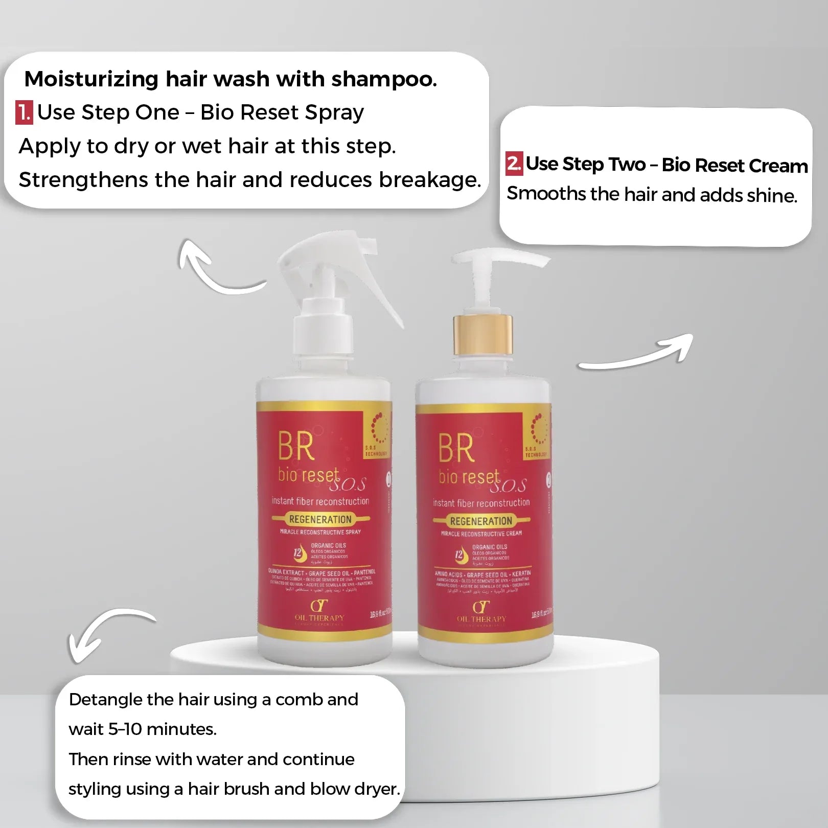 OT BIO Reset SOS Miracle Reconstructive Spray & Cream – Instant fiber reconstruction – Regeneration 1 & 2