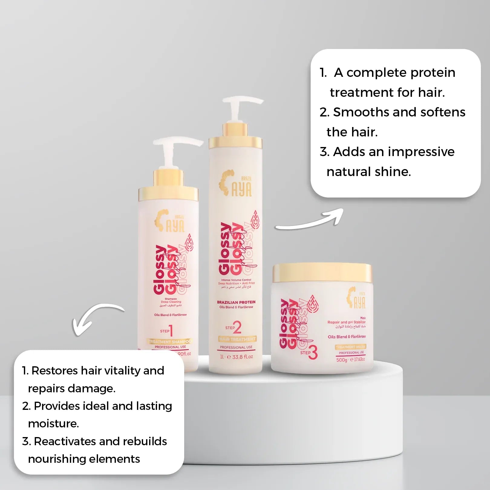 Aya Brazil Kit Glossy Perfect 3 Steps – For Normal Hair