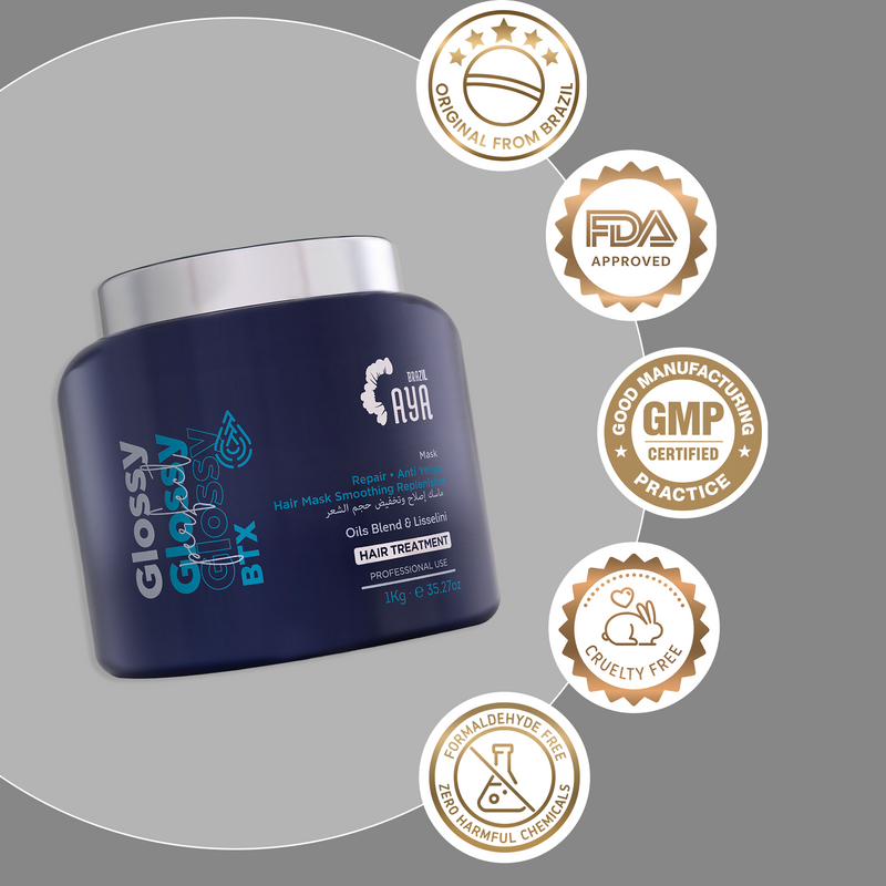 Aya Brazil Glossy Perfect Mask – Blue 1000 ML – For Blonde/Dyed Hair