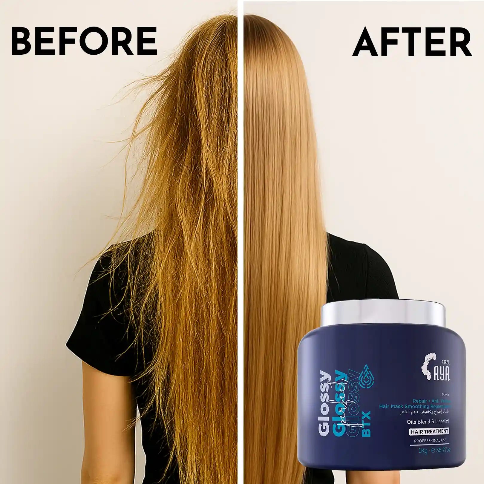 Aya Brazil Glossy Perfect Mask – Blue 1000 ML – For Blonde/Dyed Hair