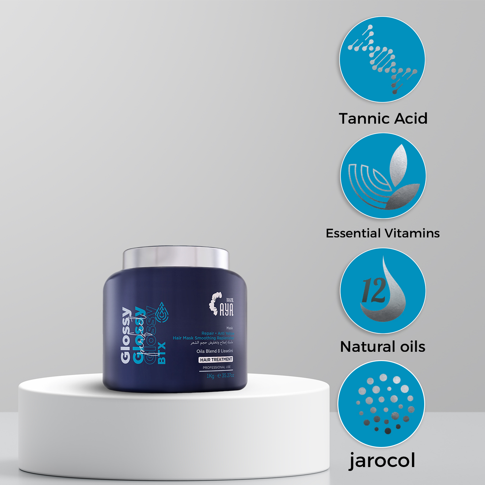 Aya Brazil Glossy Perfect Mask – Blue 1000 ML – For Blonde/Dyed Hair