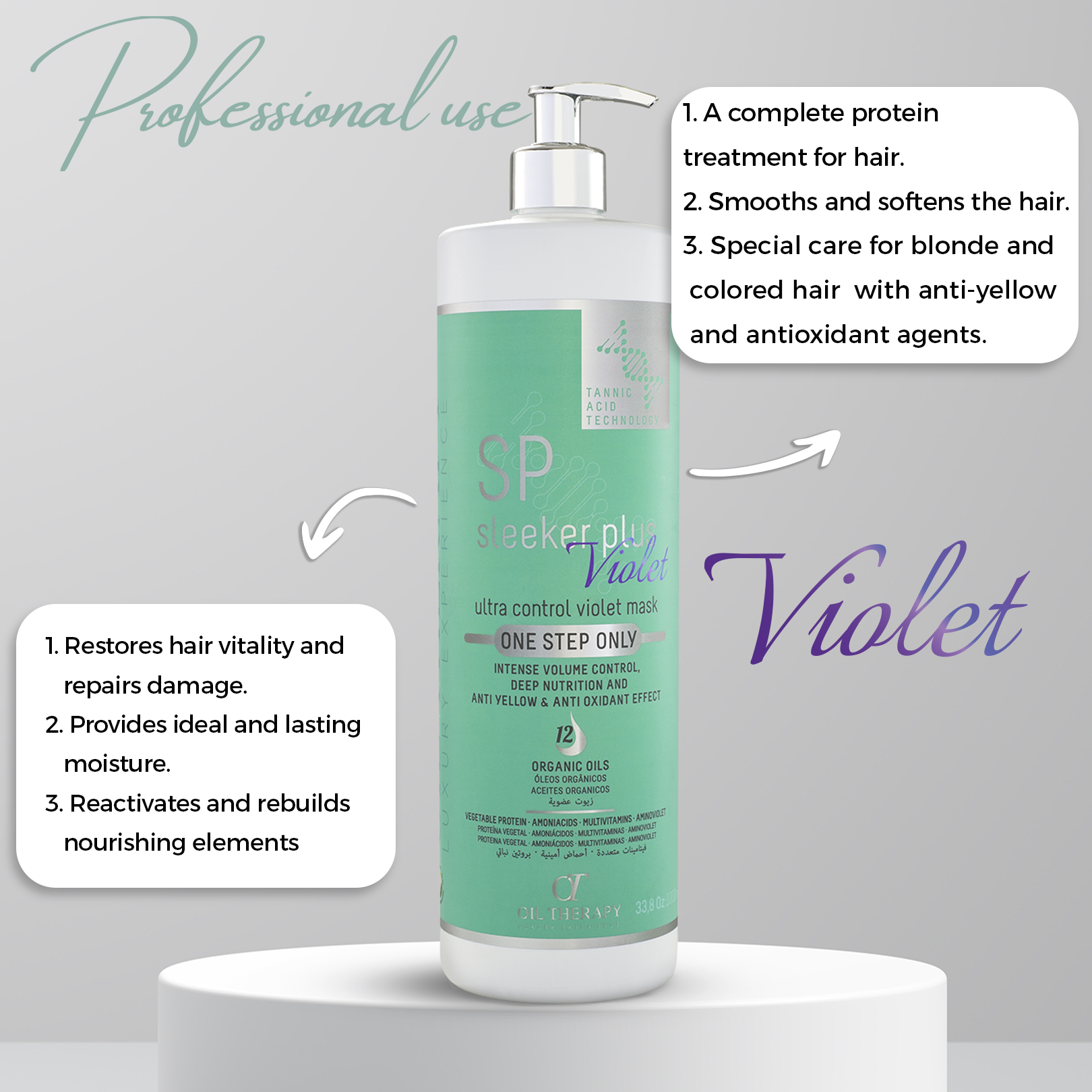 Sleeker Plus Ultra Control Hair Protein Violet – For Blond/Dyed Hair – 1000ml