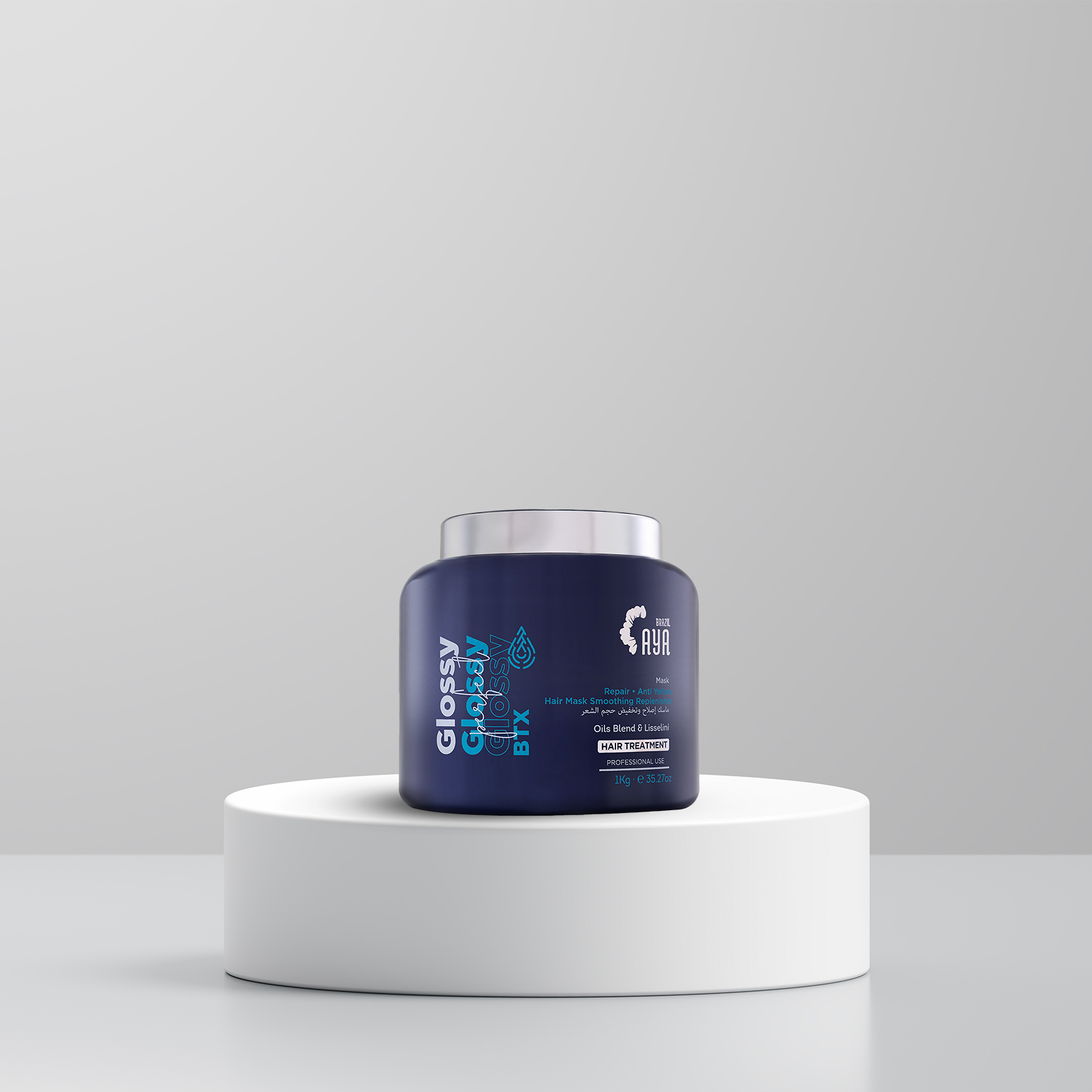 Aya Brazil Glossy Perfect Mask – Blue 1000 ML – For Blonde/Dyed Hair